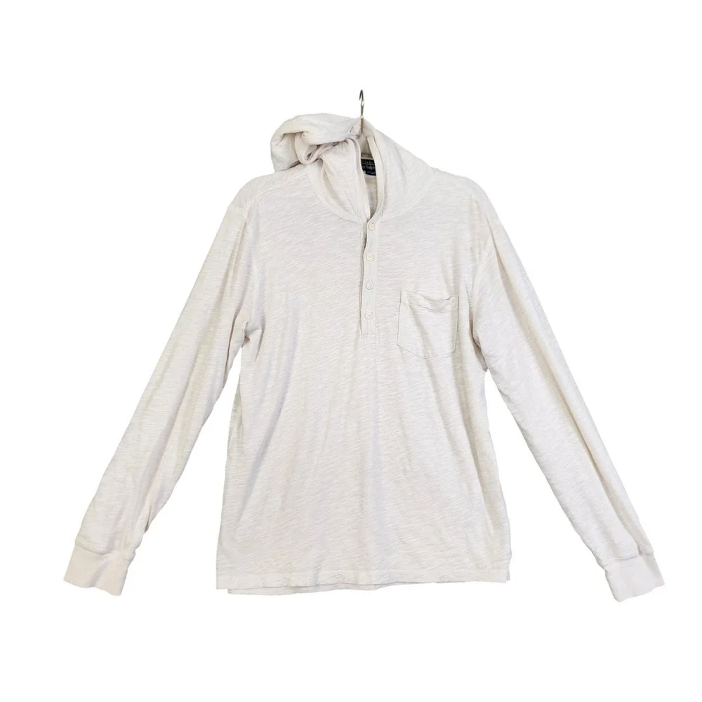 Polo Ralph Lauren Mens Vintage Pima Cotton Henley Hoodie Size Medium White Layer